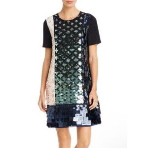 Tory Burch Color Block Sequin T Shirt Dress Size 2